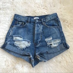 Denim Distressed High Wasted Shorts